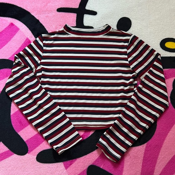 Striped Long Sleeved Crop Top - Picture 1 of 3